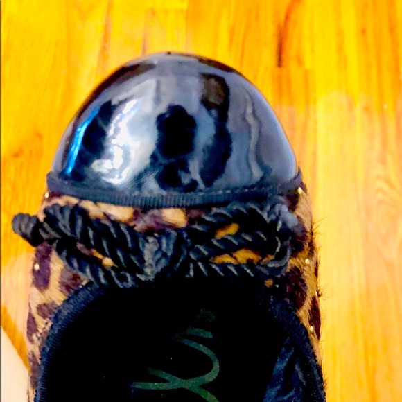 Sam Edelman patent leather and quilted leopard ballet flats with belt - Picture 3 of 12